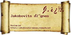 Jakobovits Ágnes névjegykártya